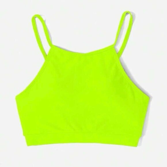 SHEIN Solid Lime Green Adjustable Strap Tankini Top - Picture 2 of 9